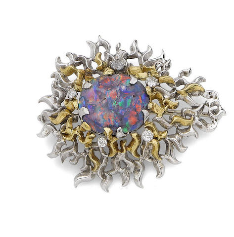 John Donald opal and diamond brooch